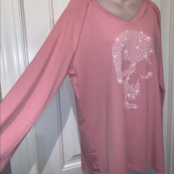 Pink Skull Print Long Sleeve Tee - Picture 3 of 5